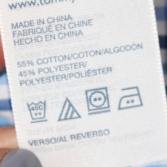 Tommy Hilfiger, blue gingham button down long sleeve shirt Y20 - Picture 5 of 6
